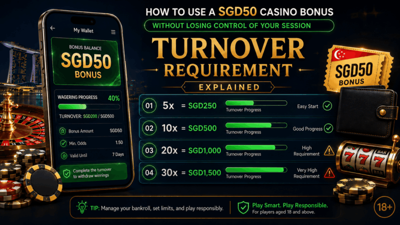 How to Use a SGD50 Casino Bonus Without Losing Control of Your Session Casino bonus turnover requirement for SGD50 casino offers